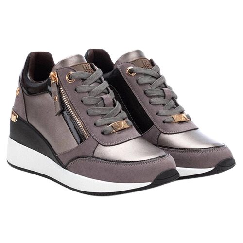 XTI Ladies Wedge Trainers - 141990 - Pewter