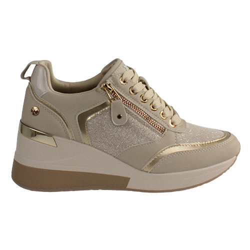 XTI Ladies Wedge Trainers - 142288 - Beige