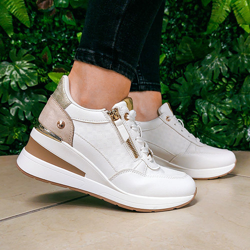 XTI Ladies Wedge Trainers 142413 White