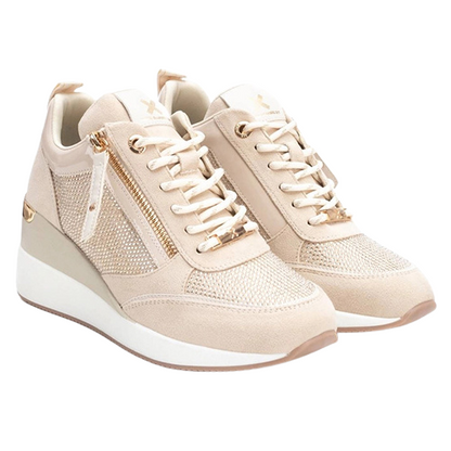 XTI Ladies Wedge Trainers - 142957 - Beige