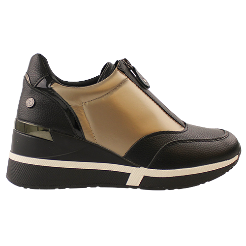 XTI Wedge Trainers - 143080 - Black/Gold