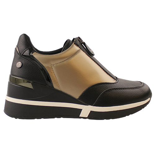 XTI Wedge  Trainers - 143080 - Black/Gold