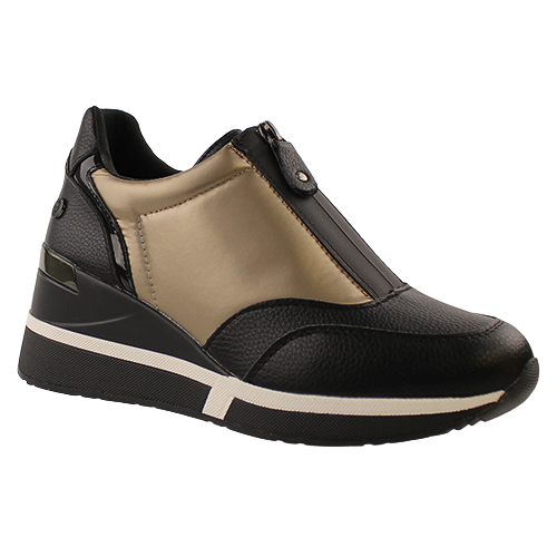 XTI Wedge  Trainers - 143080 - Black/Gold