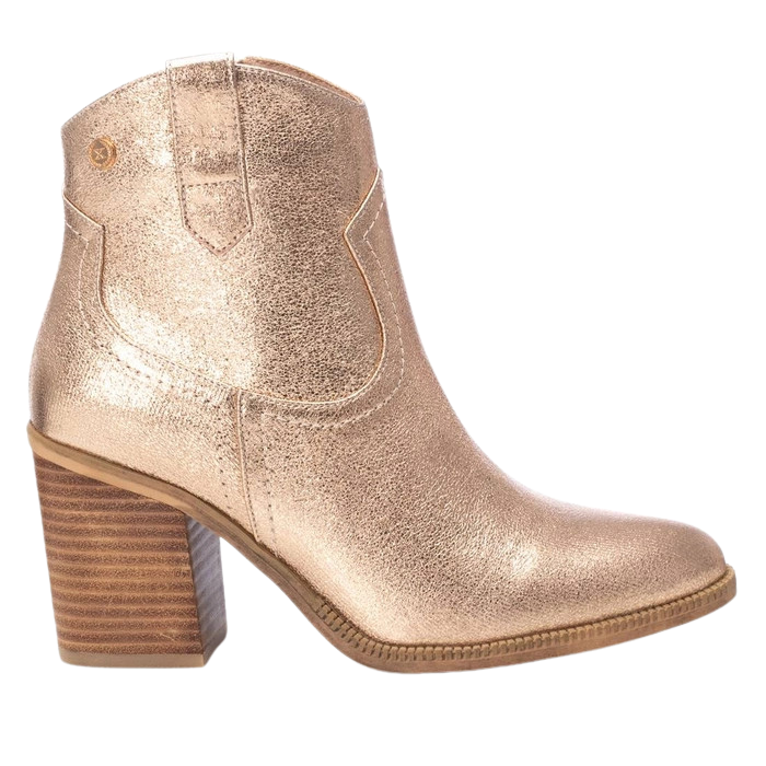 XTI Ladies Western Ankle Boots - 142330 - Rose Gold