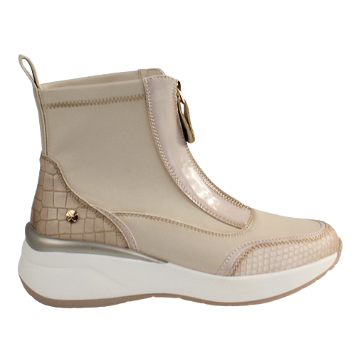 XTI Ladies Zip Wedge Trainers- 142580 - Beige