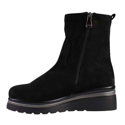 Zanni Ladies Wedge Ankle Boots - Bilecik One - Black Suede