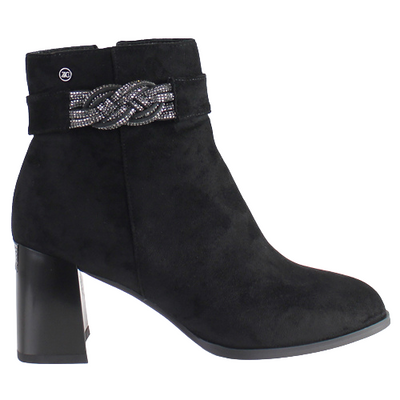 Zanni Block Heeled Ankle Boots - Guhaina - Black Suede
