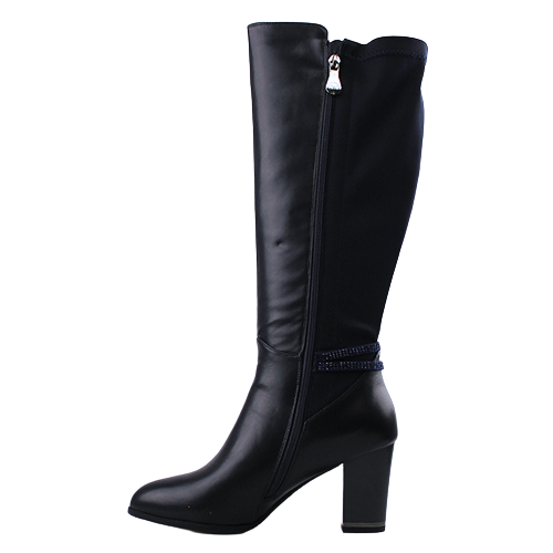 Zanni Block Heeled  Knee Boots - Niseko - Navy