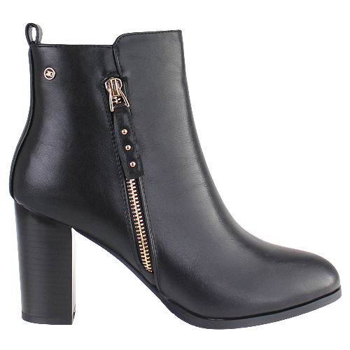 Zanni  Block Heeled Ankle Boots - Tira -Black