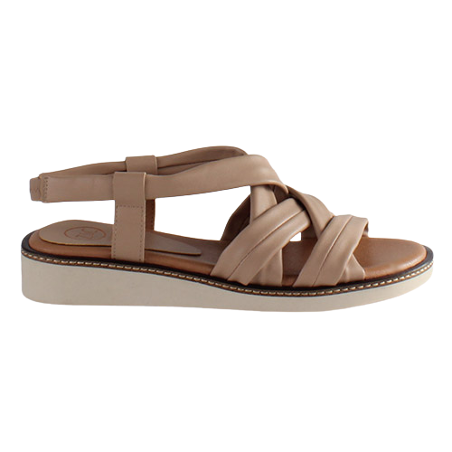 Zanni Ladies Low Wedge Sandals - Erbil - Coffee