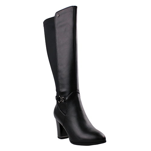 Zanni Block Heeled Knee Boots - Niseko - Black