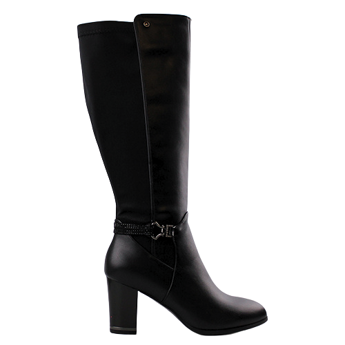 Zanni Block Heeled Knee Boots - Niseko - Black