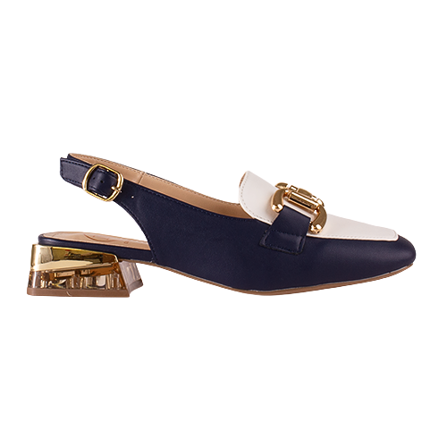 Zanni  Ladies Slingback Loafers - Diraz - Navy/White