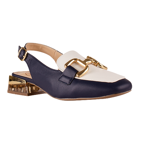 Zanni  Ladies Slingback Loafers - Diraz - Navy/White