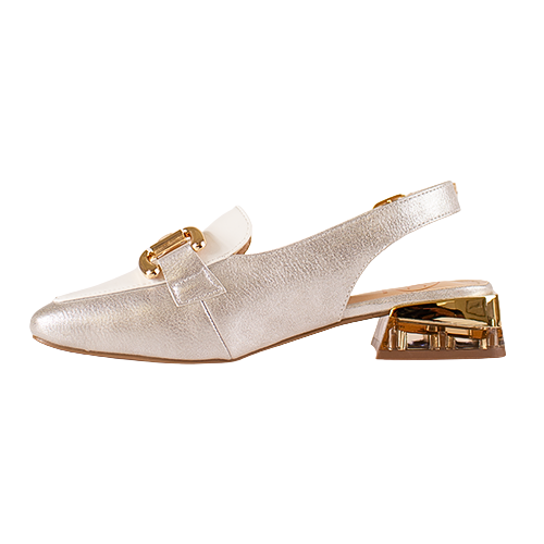 Zanni  Ladies Slingback Loafers - Diraz - Silver/White