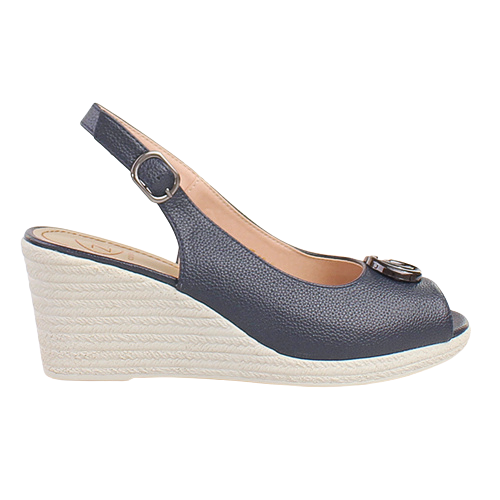 Zanni Ladies Slingback Wedge Sandals - Duytrink One - Navy