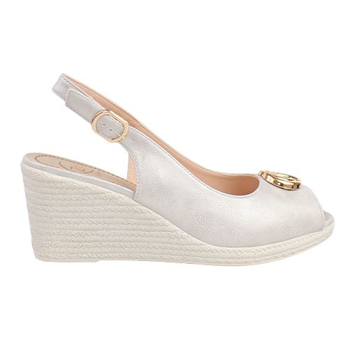 Zanni Ladies Slingback Wedge Sandals - Duytrink One - Silver