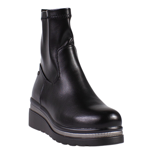 Zanni Ladies Wedge Ankle Boots - Bilecik One - Black