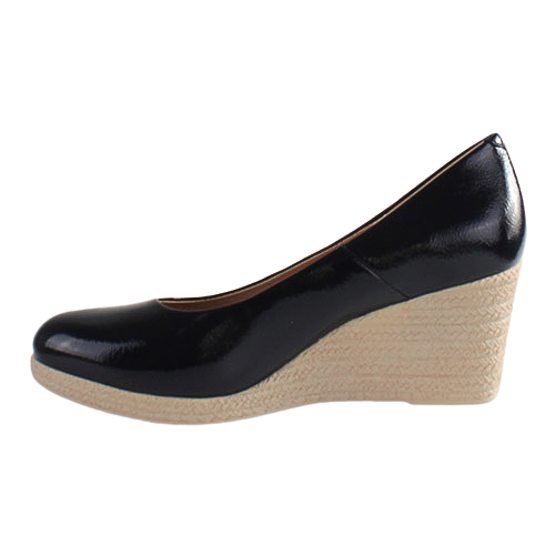 Navy patent wedges discount