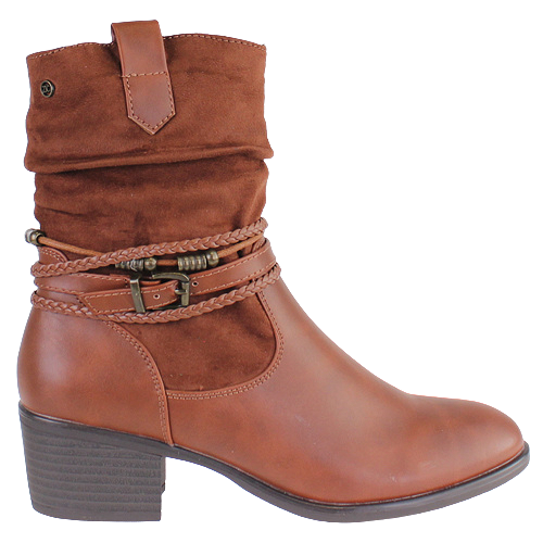 Zanni Block Heeled Ankle Boots - Arad - Tan