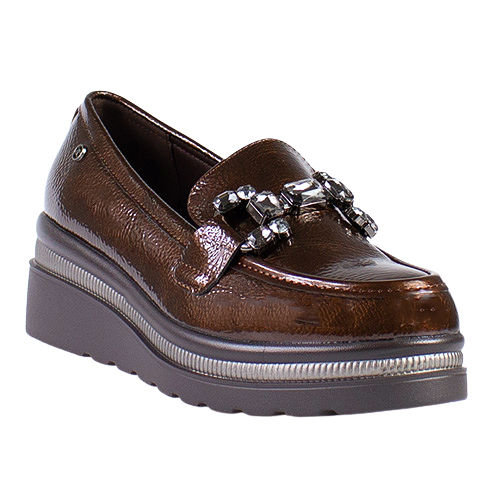 Zanni Ladies Wedge  Loafers - Tarsus One - Brown Patent