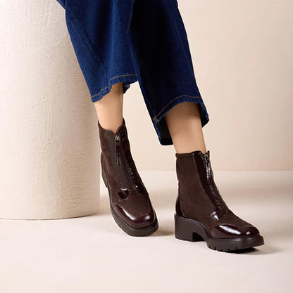 Unisa Ladies Block Heeled Ankle Boots - Jandro - Brown