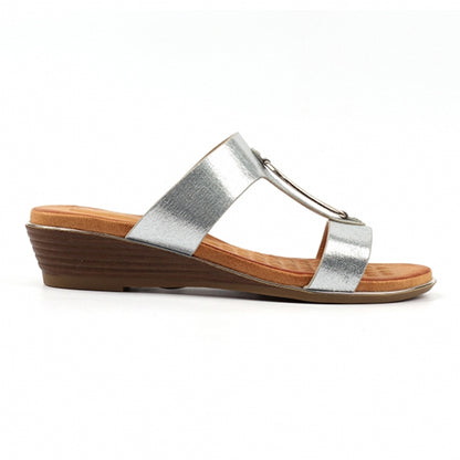 Lunar Low Wedge Mules - Claudia - Silver