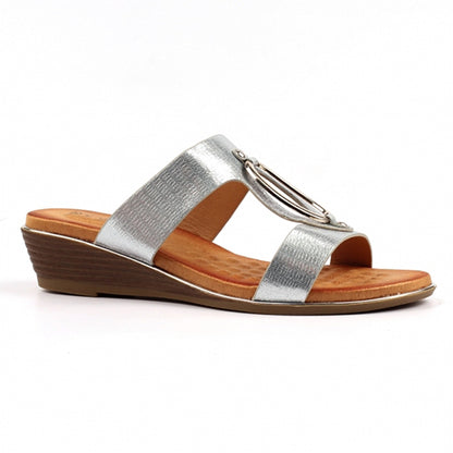 Lunar Low Wedge Mules - Claudia - Silver