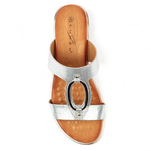 Lunar Low Wedge Mules - Claudia - Silver