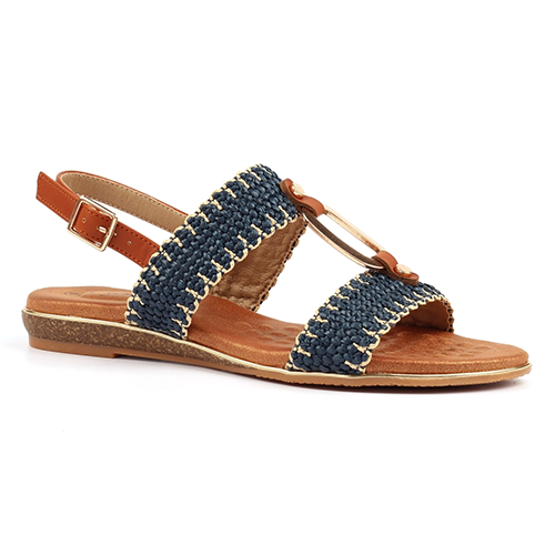 Lunar Ladies Flat Sandals - Jules - Navy