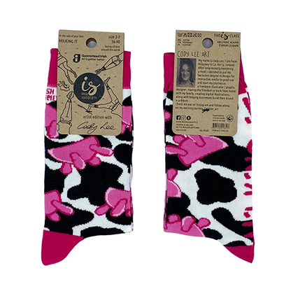 Socksciety Socks - Milking It - Pink/Black