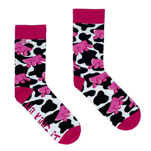 Socksciety Socks - Milking It - Pink/Black