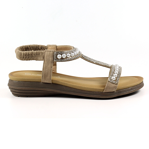 Lunar Ladies Flat Sandals - Tancy - Beige Pearl