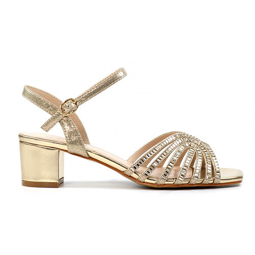 Lunar Ladies Block Heeled Sandals - Twinkle - Gold