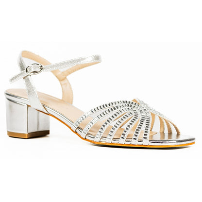 Lunar Ladies Block Heeled  Sandals - Twinkle - Silver