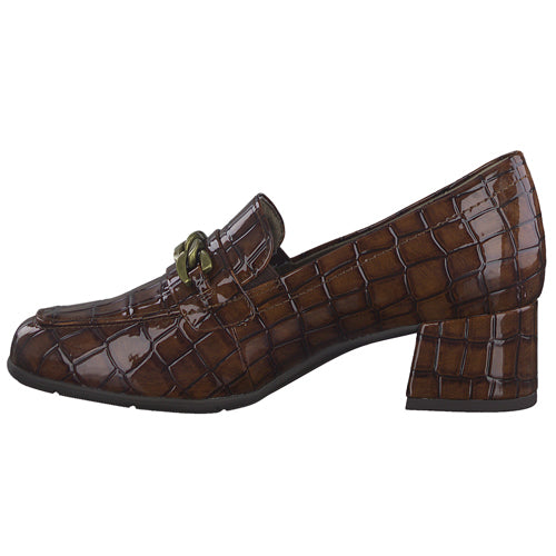 Jana Block Heeled Loafers- 24365-29 - Brown Croc