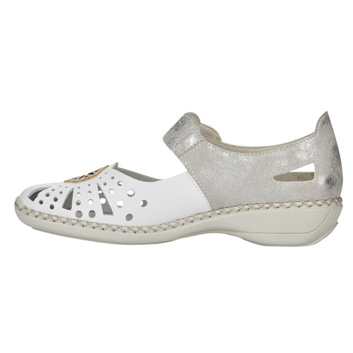 Rieker Low Wedge Shoes- 41368-80 - White