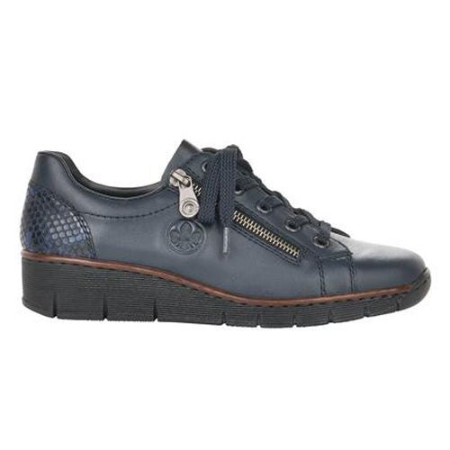 Rieker Wedge Shoes - 53702 - Navy
