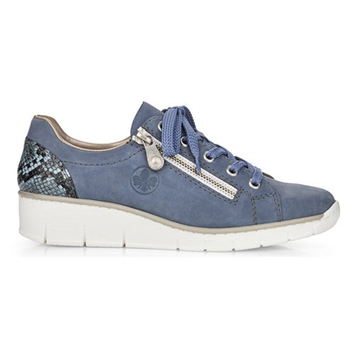 Rieker Wedge Shoes - 53702 - Blue