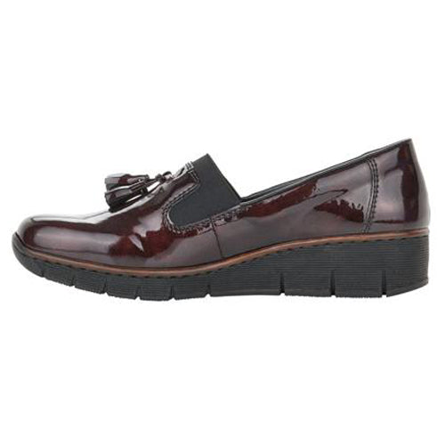 Rieker Wedge Shoes - 53751-35 - Burgundy