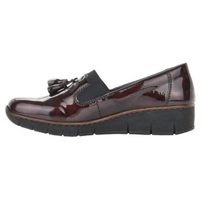 Rieker Wedge Shoes - 53751-35 - Burgundy