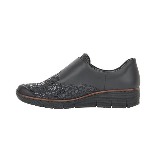Rieker Ladies Wedge Shoes - 537CO-00 - Black