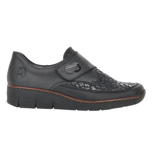 Rieker Ladies Wedge Shoes - 537CO-00 - Black