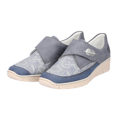 Rieker Cross Strap Shoes - 537C0-00 - Blue