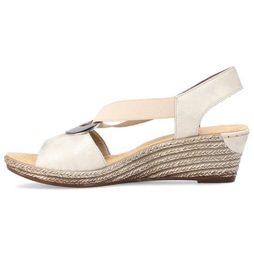 Rieker Wedge Sandals - 624H6-60 - Cream