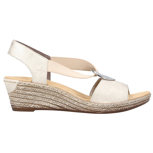 Rieker Wedge Sandals - 624H6-60 - Cream