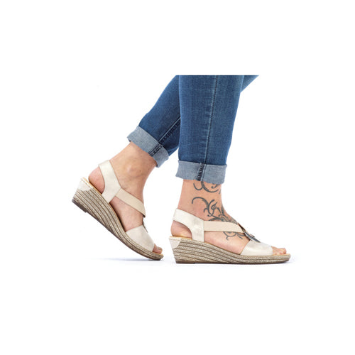 Rieker Wedge Sandals - 624H6-60 - Cream