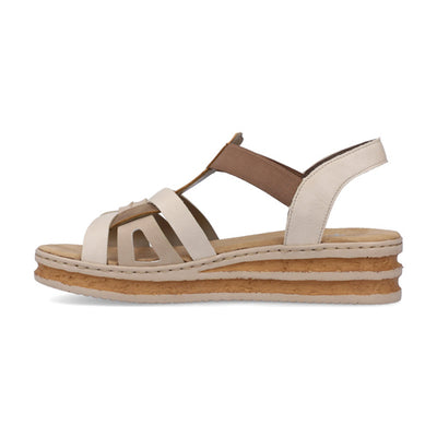 Rieker Wedge Sandals - 62918-62 - Cream
