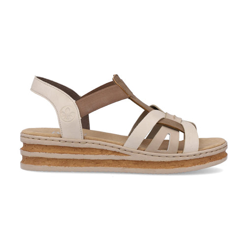 Rieker Wedge Sandals - 62918-62 - Cream