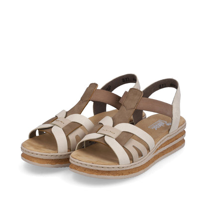 Rieker Wedge Sandals - 62918-62 - Cream